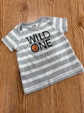 4/$20 Child of Mine Infant 'Wild One' Striped Short Sleeve Tee Cotton